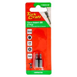 Torx Tx 10 Classic Insert Bit 25mm 2pc Carded